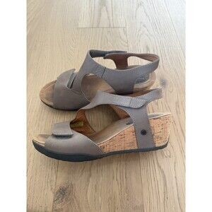 Bussola Platform Sandals Strappy Shoes Taupe Gray Leather Women's 39 8 8.5